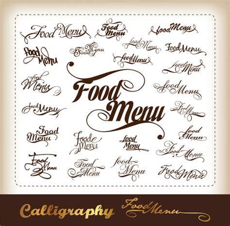 Elements of Food menu cover design vector 02 free download