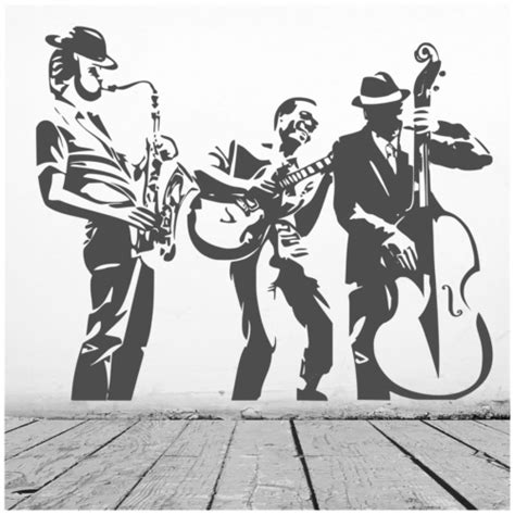 Large Jazz Band Members Instruments Wall Vinyl Decal 22 X 26 Art Mural