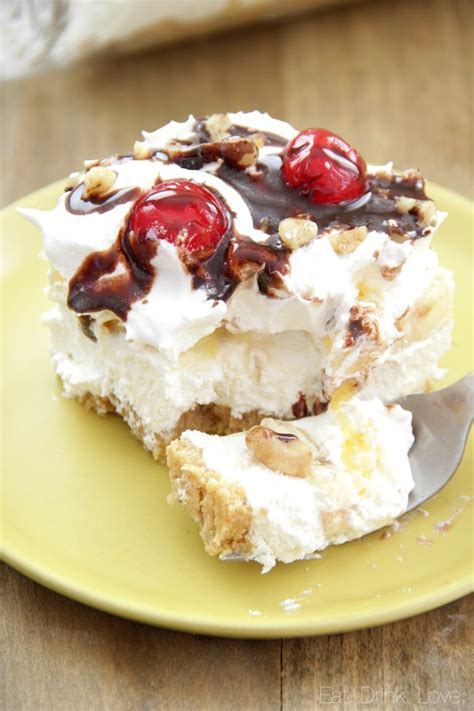 No Bake Banana Split Dessert Eat Drink Love