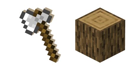 Minecraft Iron Axe and Oak Log cursor – Custom Cursor