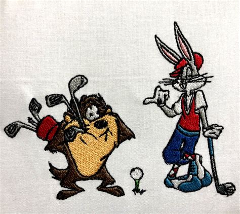 Bugs Bunny Taz Golfing Embroidery Machine Looney Tunes Etsy Canada