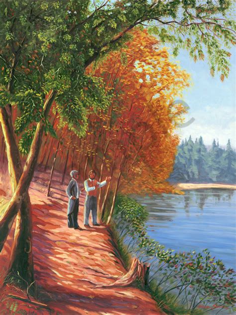 Oil Painting Of Ralph Waldo Emerson And Henry David Thoreau At Walden