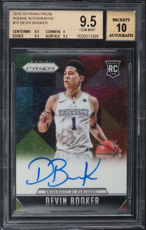 Panini Prizm Devin Booker Rookie Auto Rs Db Bgs Gem Mint