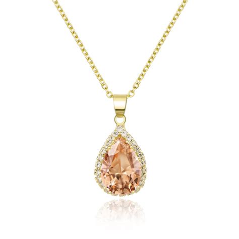 Linawe Citrine Yellow Crystal 14K Gold Chain Necklace for Women Girls ...