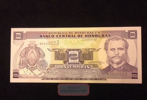 Honduras Unc 2 Lempiras 2010 Banknote World Currency Paper Money