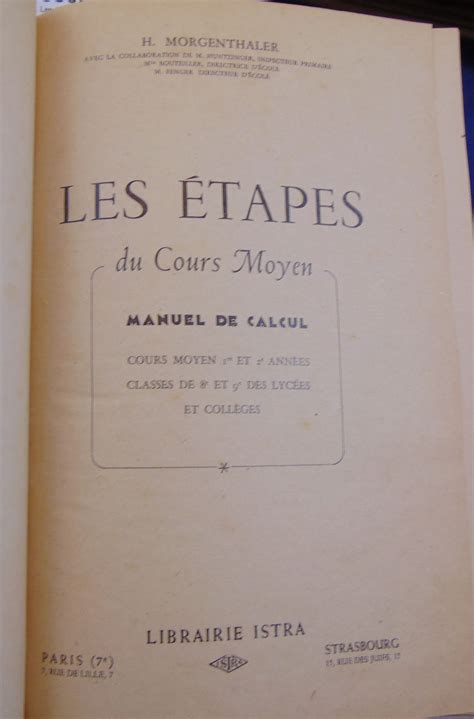 Morgenthaler H Les Tapes Du Coours Moyen Manuel De Calcul Cours