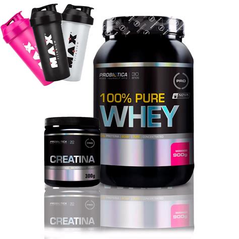 Kit 100 Pure Whey 900g Creatina 300g Probiotica Origina R 146 96