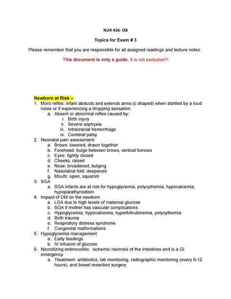 Ob Exam Study Guide Nur Ob Topics For Exam Please Remember