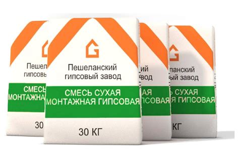 Смесь сухая монтажная гипсовая Пешеланский гипсовый завод 30 кг STD_MSK ...