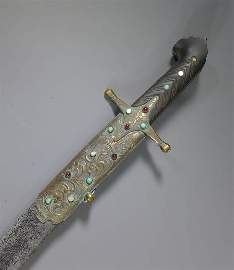 Antique Hungarian Karabela Pipe Back Sword With Jeweled Hilt And