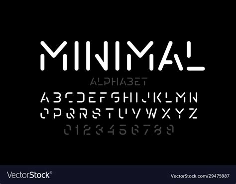 Minimal Style Font Alphabet Letters And Numbers Vector Image