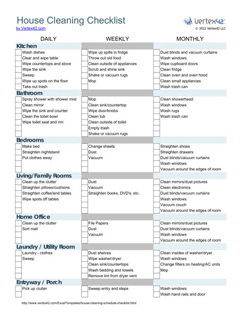 House Cleaning Spreadsheet Templates — Db