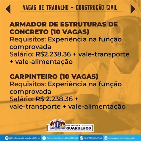 Ciet Guarulhos Divulga Vagas De Emprego Na Constru O Civil