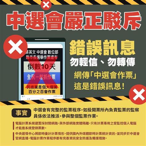 網傳假訊息稱各部會聯手作票 中選會再度發聲駁斥 政治 自由時報電子報