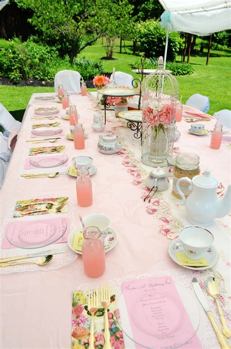 Vintage Tea Party Tablescape with Pink and White Decor