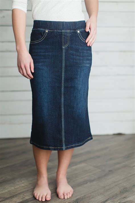 Wendy Below The Knee Length Denim Skirt Long Denim Skirt Modest Skirts Skirts