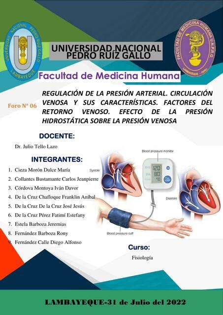 Foro N6 Regulación de la presión arterial Circulación venosa y sus