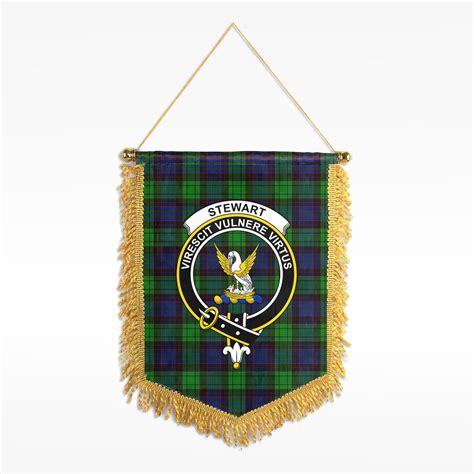 Stewart Old Modern Tartan Crest Wall Hanging Banner Scotsprint