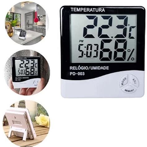 Comprar Termo Higr Metro Medidor De Temperatura Umidade E Rel Gio