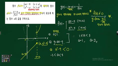 수2 함수의 연속 Fx가 Xa에서 불연속일때 분모로 들어가는 문제풀이 324502 Youtube