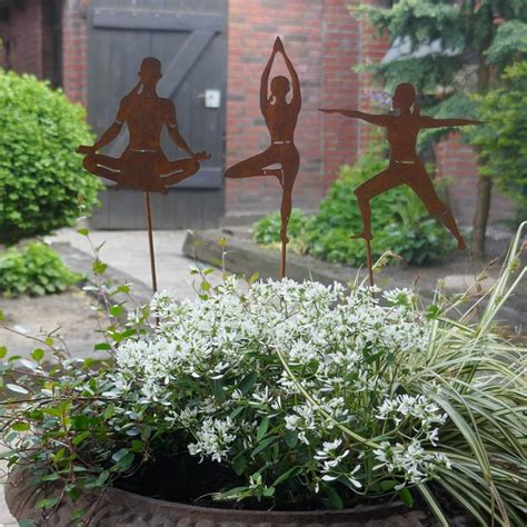 Yogafiguren 3er Set Gartenstecker In Naturrost 9 95