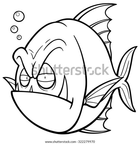 Vector Illustration Angry Fish Cartoon Coloring Stock Vector Royalty