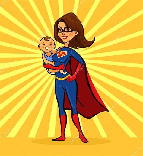 Super Mam Vector Plano Ilustraci N De Dibujos Animados Stock Vector