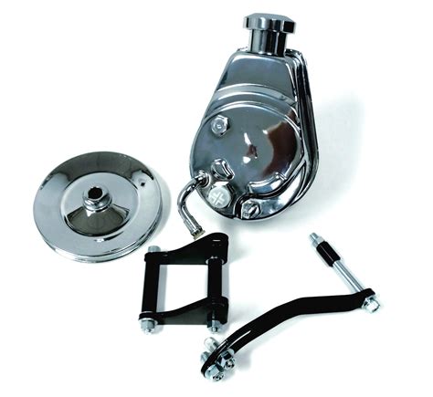 Sbc Chevy Chrome Saginaw Style Power Steering Pump W Pulley Black