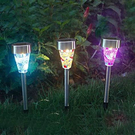 Lot De 3 Lampes Solaires D Extérieur En Mosaïque Pour Jardin H1690