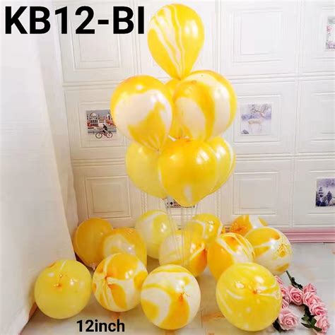 Jual KB12 BI Balon Latex 12 Inch 25cm Marble Marmer Tebal Kuning Satuan