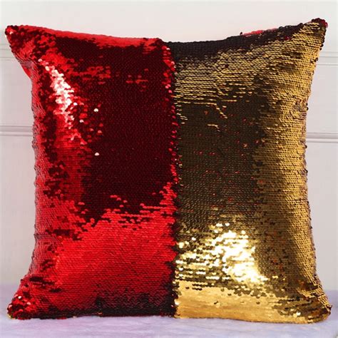 Diy Two Tone Glitter Sequins Throw Pillow Case Reversible Sequin