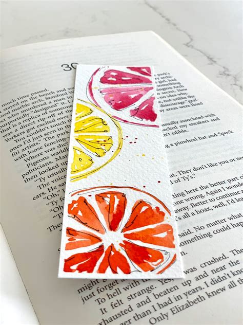 Original watercolour painting bookmark with citrus fruits | Etsy ...