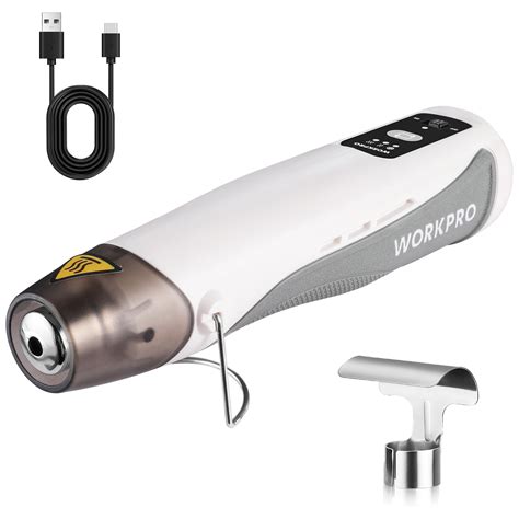 WORKPRO 7 2V Mini Cordless Heat Gun 680 Hot Air Gun With Reflector Nozzle 3 Temp Settings