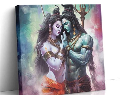 Shiva And Parvati Vintage Indian Devotional Print Etsy