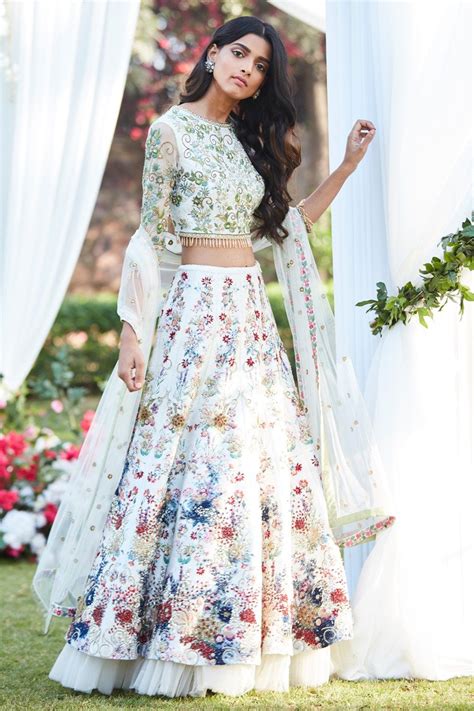 Ivory Floral Lehenga Set By Varun Bahl Carmaonline Shop Floral