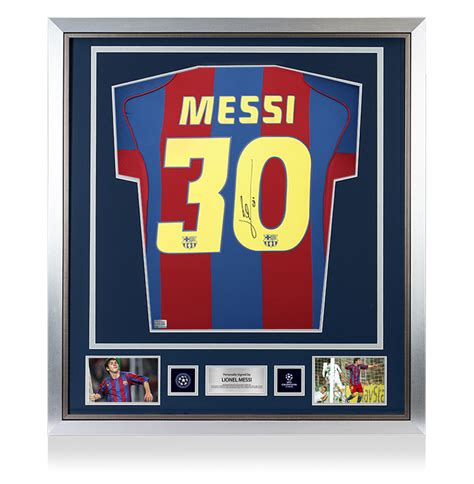 Lionel Messi Official Uefa Champions League Official Back Signed And Framed Fc Barcelona 2004 05