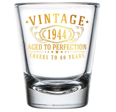 Vintage 1944 Gold 2oz Shot Glass 80th Birthday Aged To Perfection 80