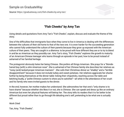 ⇉"Fish Cheeks" by Amy Tan Essay Example | GraduateWay