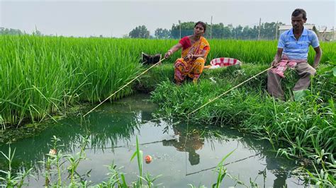 Amazing Fishing Video Amazing Boy Women Hook Fishing In Village