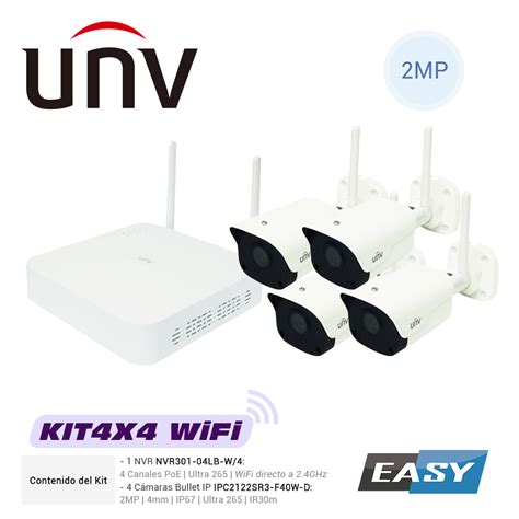 KIT 4X4 IP WIFI ULTRA265 UNIVIEW 1 NVR301 04LB W 4 4 CAMARAS BULLET