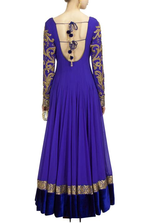 Floor Length Anarkali Suit In Royal Blue Color Panache Haute Couture