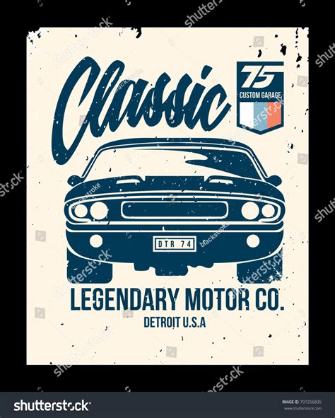 Vintage Car T Shirt Vector Stock Vector (Royalty Free) 797256835