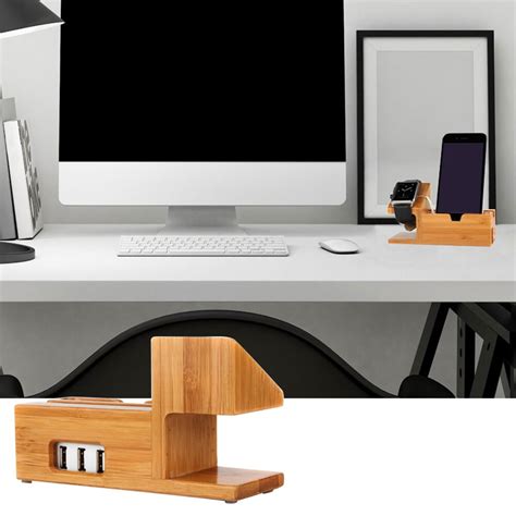 Besegad Hout Opladen Charger Station Dock Stand Ho Grandado