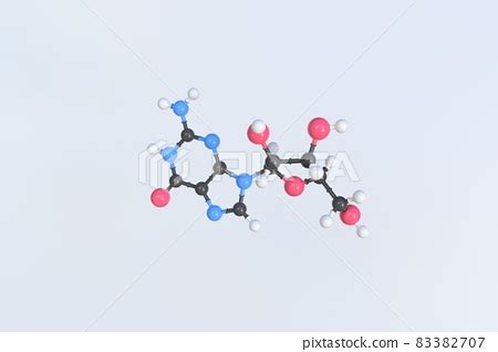 Guanosine molecule, scientific molecular model,... - Stock Illustration ...