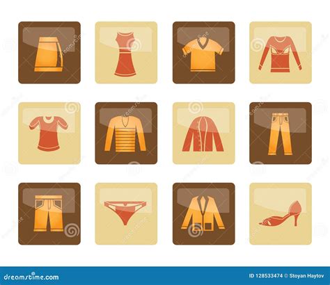 Iconos De La Ropa Sobre Fondo Marrón Ilustración del Vector