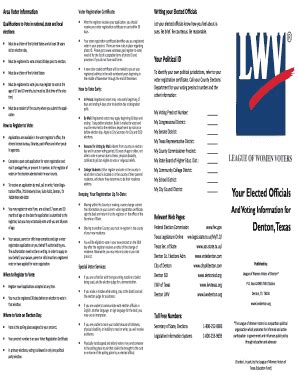 Fillable Online Your Elected Officials Lwvdenton Org Fax Email Print