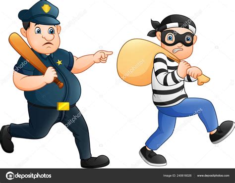 Policeman Tries Chase Thief Stock Vector Image by ©idesign2000 #240616026