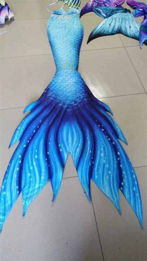 2018 Blue Fabric Mermaid Tail for Swimming with Monofin for Teen Girls Kids