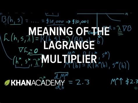 Meaning Of Lagrange Multiplier YouTube