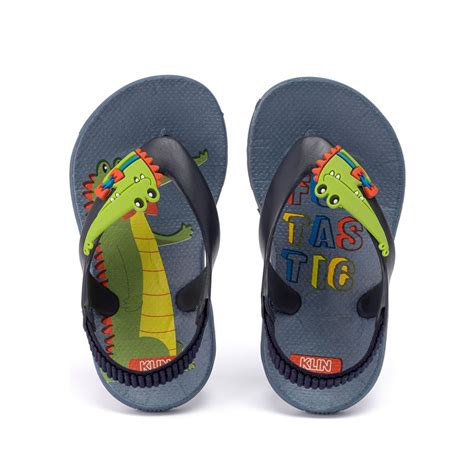 Chinelo Infantil Menino Klin Acqua Print Azul Jacaré Bebelzinha Baby